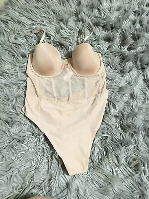 LOVE CLOUD Smooth Lightly Lined Demi Bodysuit Victoria's Secret Teddy Nude/M NWT • $35