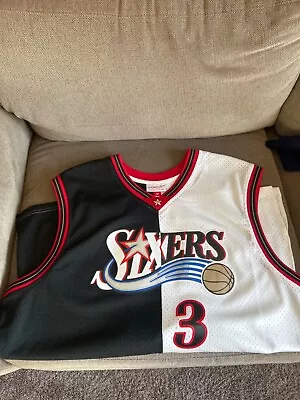 Allen Iverson Sixers Split Jersey 2xl Mitchell And Ness • $27