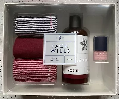 JACK WILLS LADIES GIFT SET 3 Pairs Socks 250ml Body Lotion Pink Nail Varnish • £23.99