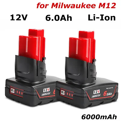 2pc For Milwaukee M12 Lithium-Ion XC 6.0Ah High Capacity Battery 12V 48-11-2402 • £29.59