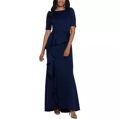 Xscape Womens Blue Puff Sleeve Long Evening Dress Gown 16 BHFO 1245 • $41.99