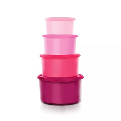 Tupperware New One-touch Topper Canister Canisters W Lids Set 4 Purple & Pink • $39.95