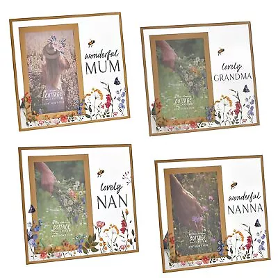 Floral Glass Photo Frame 4  X 6  With Gold Edge - Choose Design • £9.39