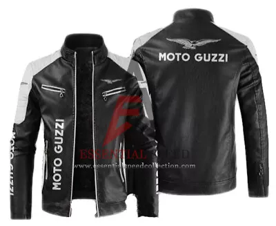 Moto Guzzi Motorbike Leather Jacket In Cow Hide /5 Protection Armour Inside • $166.50