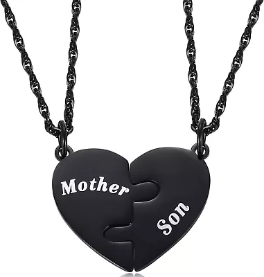 Mother And Son Heart Matching Necklace Set For 2 Son To Mom Gifts Mother Day Mo • $17.11
