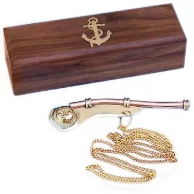 $19.99 • Buy Brass Copper Boatswain Whistle W/ Box  Bosun Call Pipe Nautical Maritime Whistle