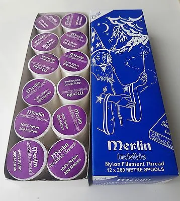 $11.61 • Buy Merlin Invisible Magic Clear Sewing Thread Nylon 200m Spool-box Of 12 Only £10.4