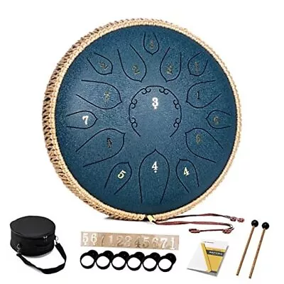 Steel Tongue Drum - 15 Note Tongue Drums - Percussion 12 Inch Navy Blue • $80.74
