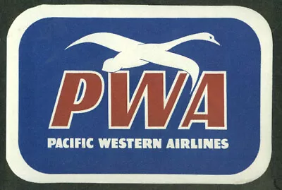 Pacific Western Airlines Baggage Sticker 1950s 2 3/ X 4 1/4  Unused Red & Blue • $11.99