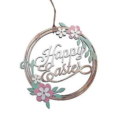 Easter Art Deco Decorations Room Ornament - 15cm Happy Easter Hanging Sign • £4.72