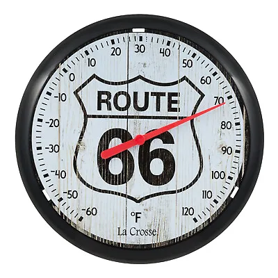 104-108-R66 La Crosse 8  Round Indoor/Outdoor Dial Thermometer - Route 66 • $12.95