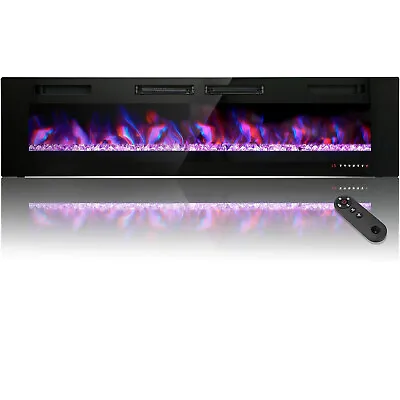 $269.99 • Buy 72 Inches Ultra-Thin Electric Fireplace Wall-Mounted & Recessed Fireplace Heater