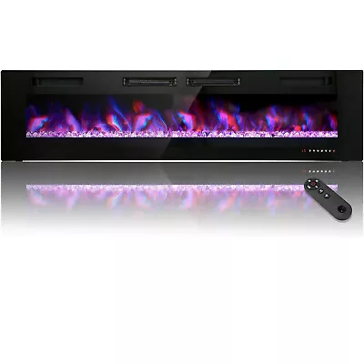 $269.99 • Buy 72 Inches Ultra-Thin Electric Fireplace Wall-Mounted & Recessed Fireplace Heater