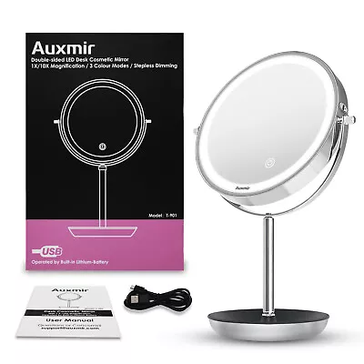 Double Sided Magnifying Make Up Mirror With Lights 1X 10X LED Vanity Mirrors USB • £25.99