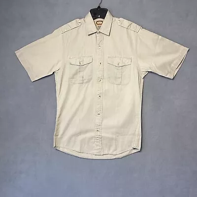 Vintage Banana Republic Safari Shirt Small Beige Outdoor Flap Button Pockets 80s • $34.99