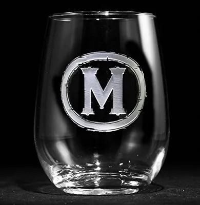 Personalized Monogrammed Stemless Wine Glass - One Glass (m9) • $27.50