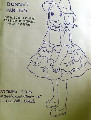 Vtg 70s Doll Dress Bonnet Pattern 16  My Friend Mandy Clothes • $32