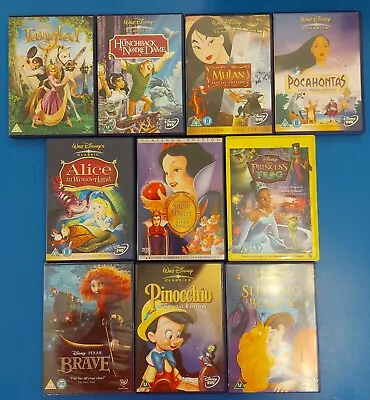 DISNEY DVD BUNDLE Snow White Brave Mulan Tangled Sleeping Beauty Princess & Frog • £6