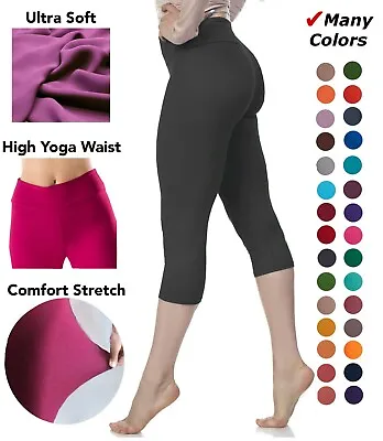 Extra Soft Capri Leggings With High Wast - 20 + Colors - One Size And Plus Size • $9.99