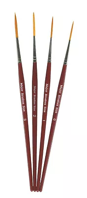 Set 4 Fine Synthetic Artist Rigger Paint Brushes Sizes 0 1 2 3 Oil Acrylic Water • £4.99