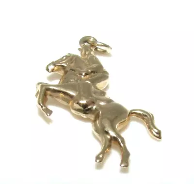 Ladies Womens 9ct 9carat Yellow Gold Horse & Jockey Charm/pendant • £53