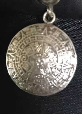 Vintage Mayan Aztec Sun Calendar Mexican Dangle Earrings Sterling Silver 925 • $40