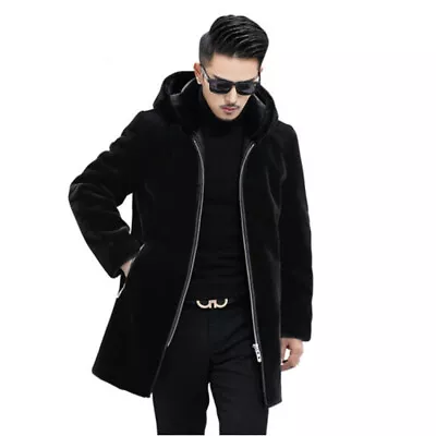 Men's Mink Fur Faux Fur Coat Mink Fur Coat Mink Mid-length Jacket Warm Overcoats • $104.71