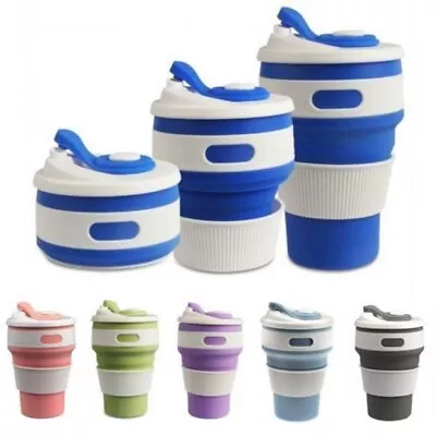 Collapsible Coffee Cup Hot Drink Cup Silicone Convenient And Portable 350ml New • £11.99