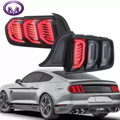 2X LED Tail Lights Rear Lamp Black Housing Smoke Len For 2015-2021 Ford Mustang • $329.79