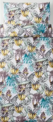 Ikea Stunsig Twin Duvet Cover Pillow Sham Monkey Glasses Bananas Jungle Blue New • $31.99