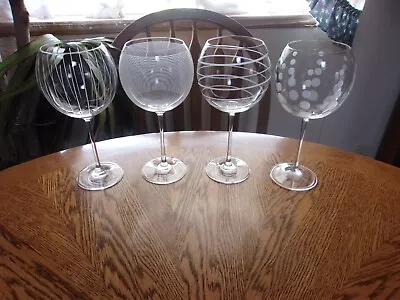 Mikasa Cheers Balloon Crystal Clear Stem 9  Signed  - Set Of 4 • $34.99