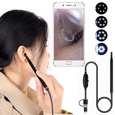 LED Endoscope Otoscope Ear Camera Scope Ear Wax Removal Kit Earwax Cleani♢ • £7.91