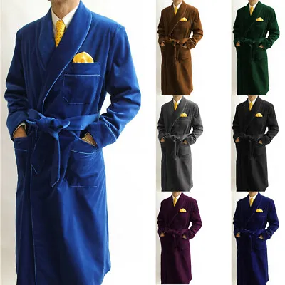 Vintage Men's Smoking Jacket Velvet Robes Overcoat Wedding Party Long Tuxedos • $74.39