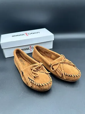 NIB Minnetonka Women’s Size 6 Kilty Brown Leather Hard-Soled Moccasins Shoes • $49.99