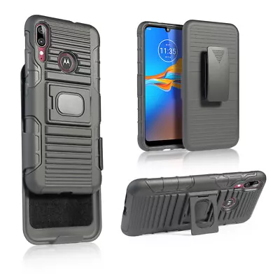 For Motorola Moto E6 Plus Holster Case Hybrid Phone Cover Magnet Kickstand • $8.95