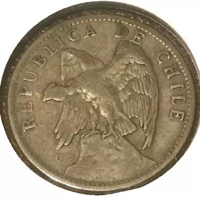 Elf Chile 1 Peso 1925 Condor  Bird  Silver • $6