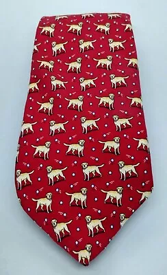 VINEYARD VINES Martha's Boys Youth Silk Necktie. Red Tie W/ Dog & Ball  EUC • $17.56