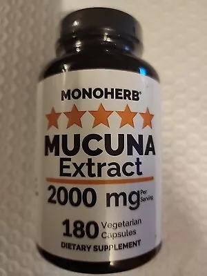 MONOHERB Mucuna Extract 2000 MG 180 Veg Capsules 7/25 • $18.95