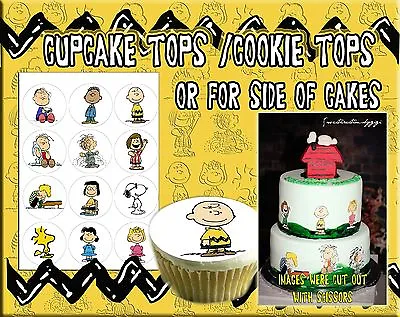 EDIBLE Peanut Characters Cake Cupcakes Charlie Brown Pictures Stickers Toppers • $10