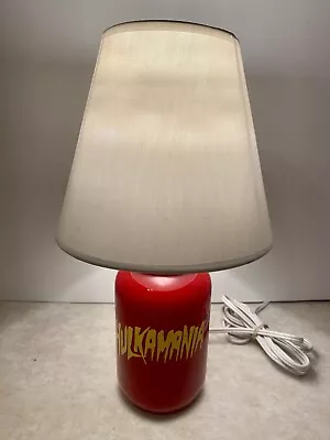 RARE Hulkamania Hulk Hogan WWE WWF Wrestling Red/Yellow Mason Jar Table Lamp • $85