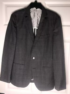 Hugo Boss Carlo Barbera Wool Slim Fit  Gray Check 2 Button Blazer 40R MINT • $89