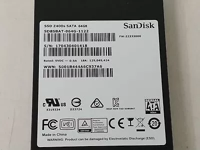 SanDisk Z400s SD8SBAT064G 64 GB 2.5 In SSD • £26.36