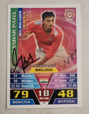 Akshar Patel Signed India Cricket Attax IPL Trade Card  • $40