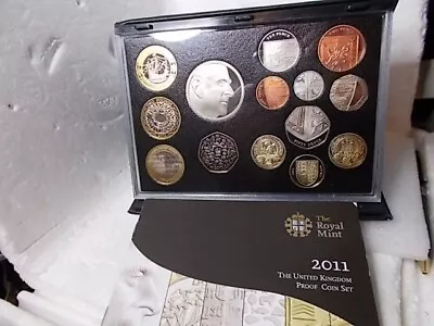 2011 Royal Mint Proof 14 Coin Set Black Deluxe With COA Booklet • £139.99