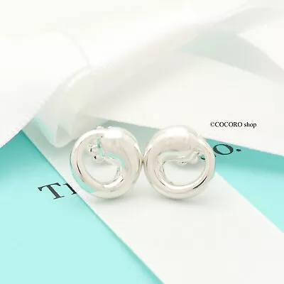 Tiffany & Co. Elsa Peretti Eternal Circle Stud Earrings Silver 925 W/Pouch • $185