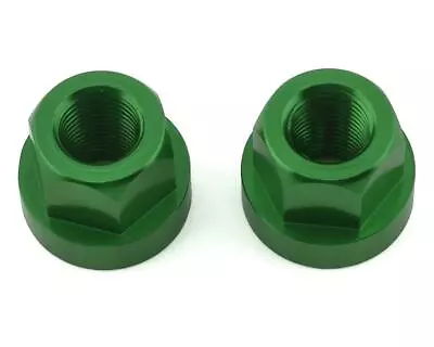 ALUMINUM 3/8  X 26 Tpi AXLE NUTS PAIR ANODIZED GREEN • $12.99