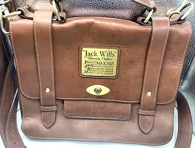 Jack Wills Brown Leather Satchel Made In England VGC • £34.99