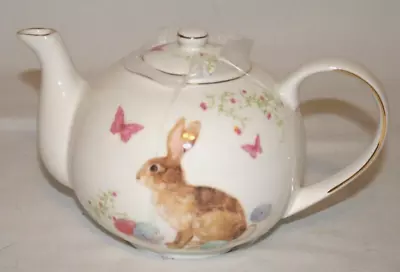 Kathryn White Fine Porcelain Spring Easter Brown Bunny Rabbit Teapot New • $39.90