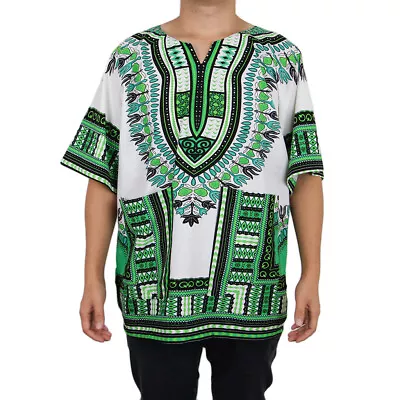 Men's Dashiki Shirt Colorful African Festival Hippie Tribal Clothing Poncho • £17.76