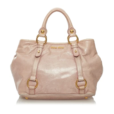 $199.73 • Buy Miu Miu Vitello Shine Pink Light Calf Leather Satchel